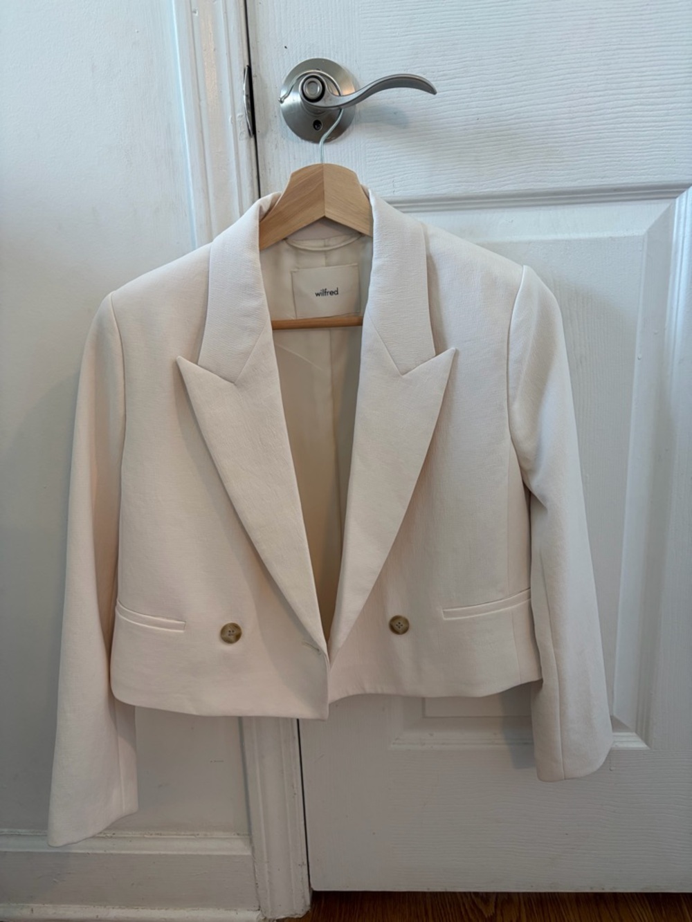 Wilfred Cream Cropped Double-Button Blazer